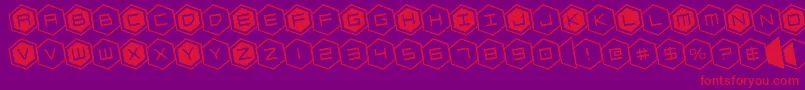 hexgonrotate-Schriftart – Rote Schriften auf violettem Hintergrund