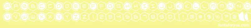 hexgonrotate Font – White Fonts on Yellow Background