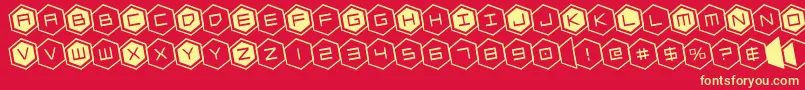 hexgonrotate Font – Yellow Fonts on Red Background