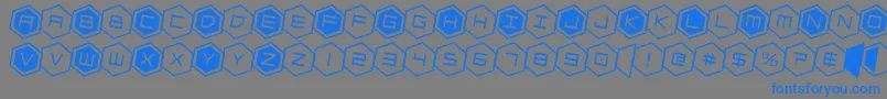 hexgonrotate2-Schriftart – Blaue Schriften auf grauem Hintergrund