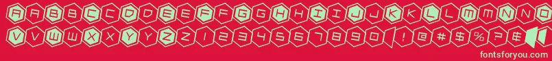 hexgonrotate2 Font – Green Fonts on Red Background