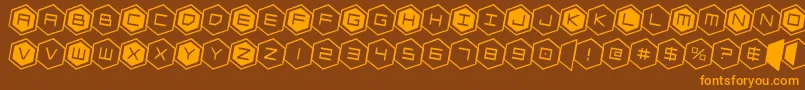 hexgonrotate2 Font – Orange Fonts on Brown Background