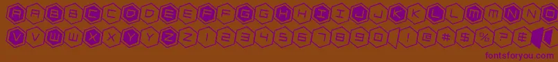 hexgonrotate2-Schriftart – Violette Schriften auf braunem Hintergrund