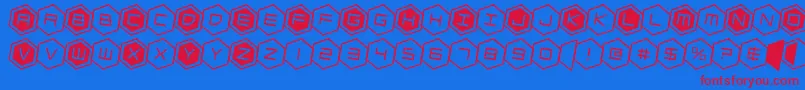 hexgonrotate2 Font – Red Fonts on Blue Background