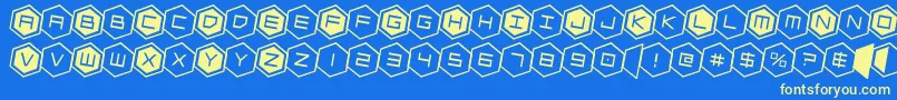 hexgonrotate2 Font – Yellow Fonts on Blue Background