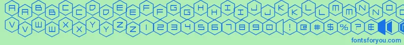 Fonte hexgonstag – fontes azuis em um fundo verde