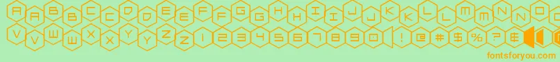 Fonte hexgonstag – fontes laranjas em um fundo verde