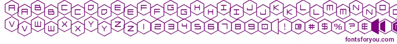 フォントhexgonstag – 白い背景に紫のフォント