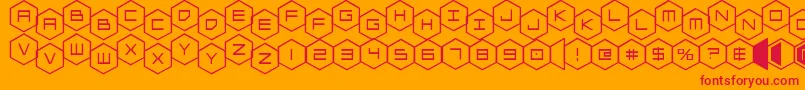 hexgonstag-Schriftart – Rote Schriften auf orangefarbenem Hintergrund