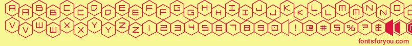 フォントhexgonstag – 赤い文字の黄色い背景
