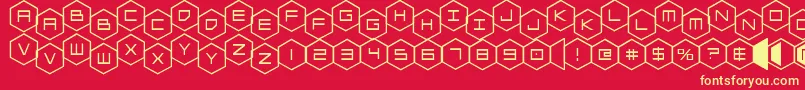 Fonte hexgonstag – fontes amarelas em um fundo vermelho
