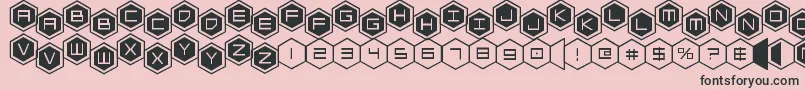 hexgonstag2-Schriftart – Schwarze Schriften auf rosa Hintergrund