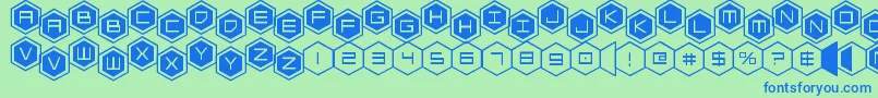 hexgonstag2 Font – Blue Fonts on Green Background