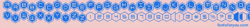 フォントhexgonstag2 – ピンクの背景に青い文字