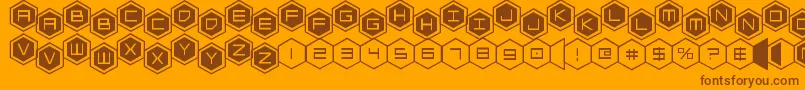 Fonte hexgonstag2 – fontes marrons em um fundo laranja