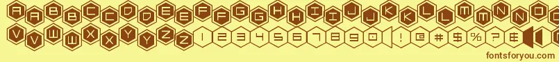 hexgonstag2 Font – Brown Fonts on Yellow Background