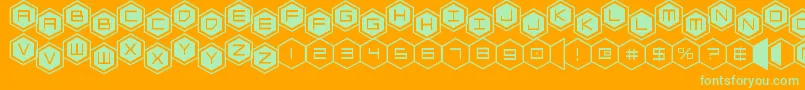 hexgonstag2 Font – Green Fonts on Orange Background