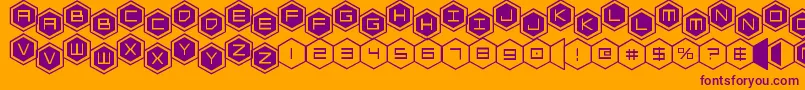 hexgonstag2-fontti – violetit fontit oranssilla taustalla