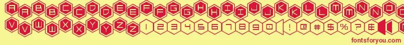 hexgonstag2 Font – Red Fonts on Yellow Background