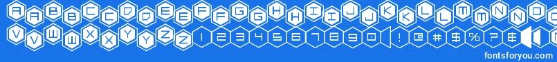 hexgonstag2 Font – White Fonts on Blue Background