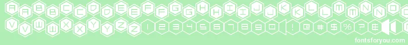hexgonstag2-fontti – valkoiset fontit vihreällä taustalla