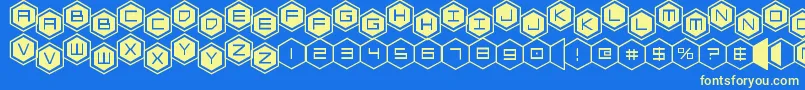 Fonte hexgonstag2 – fontes amarelas em um fundo azul