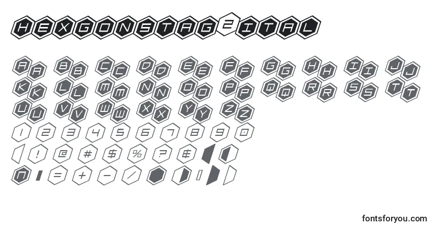 Hexgonstag2ital-fontti – aakkoset, numerot, erikoismerkit