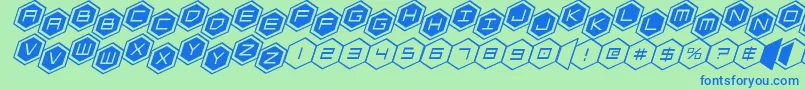 hexgonstag2ital Font – Blue Fonts on Green Background