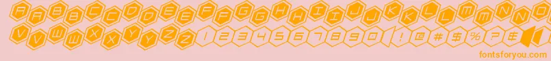 hexgonstag2ital-Schriftart – Orangefarbene Schriften auf rosa Hintergrund