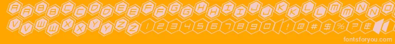 hexgonstag2ital-Schriftart – Rosa Schriften auf orangefarbenem Hintergrund