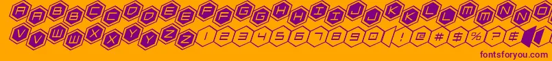 hexgonstag2ital-Schriftart – Violette Schriften auf orangefarbenem Hintergrund