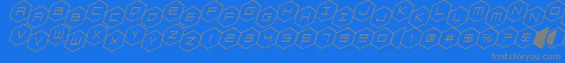フォントhexgonstagital – 青い背景に灰色の文字