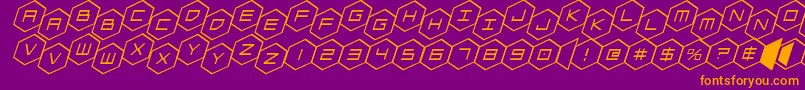 hexgonstagitalフォントについての詳細 フォントhexgonstagital – 紫色の背景にオレンジのフォント
