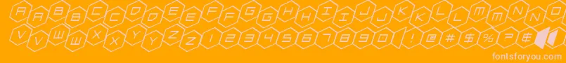 hexgonstagital-fontti – vaaleanpunaiset fontit oranssilla taustalla