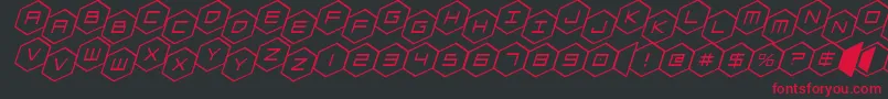 フォントhexgonstagital – 黒い背景に赤い文字