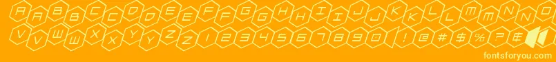hexgonstagitalフォントについての詳細 フォントhexgonstagital – オレンジの背景に黄色の文字