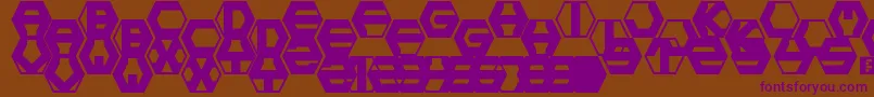フォントhexotic ldr – 紫色のフォント、茶色の背景