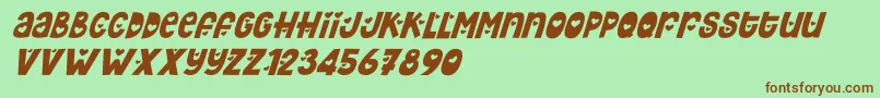 フォントHey Elsie Cute italic – 緑の背景に茶色のフォント