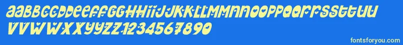 Czcionka Hey Elsie Cute italic – żółte czcionki na niebieskim tle