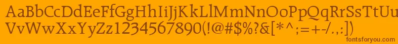 フォントR651RomanRegular – オレンジの背景に茶色のフォント