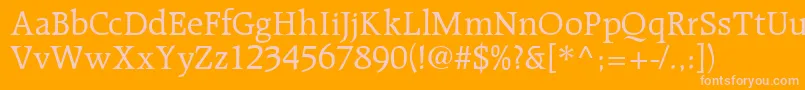 Czcionka R651RomanRegular – różowe czcionki na pomarańczowym tle