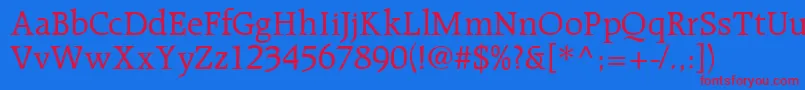 R651RomanRegular Font – Red Fonts on Blue Background