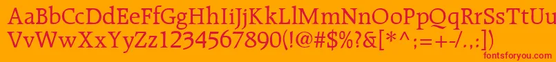 R651RomanRegular Font – Red Fonts on Orange Background