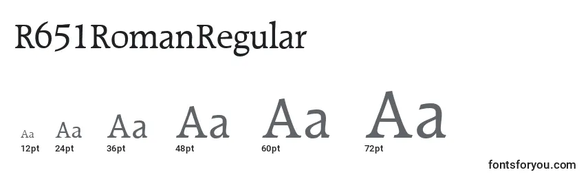 R651RomanRegular Font Sizes