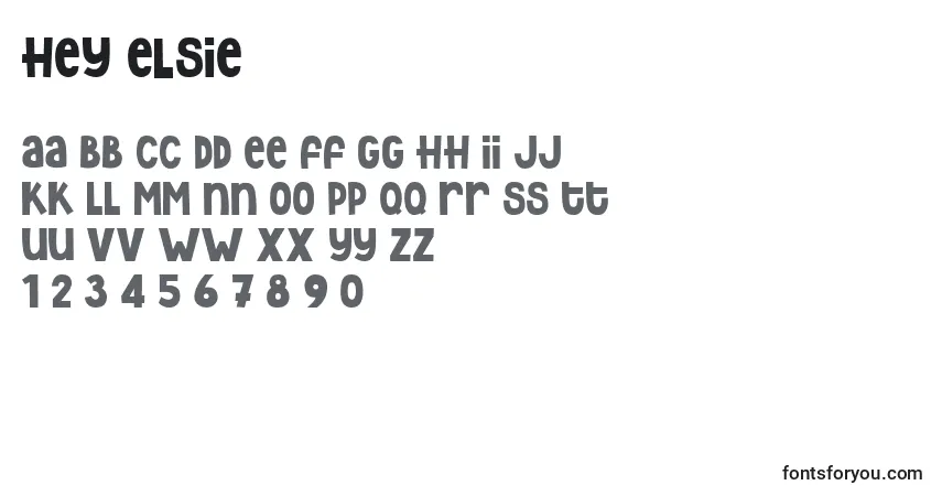 Czcionka Hey Elsie – alfabet, cyfry, specjalne znaki