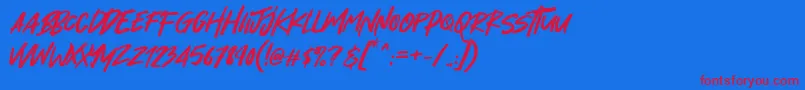 Hey November Font – Red Fonts on Blue Background