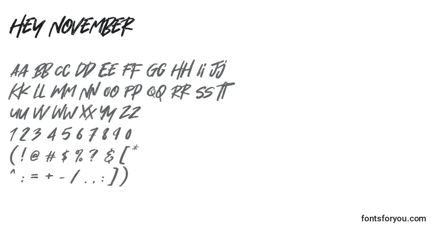 Шрифт Hey November (129522) – алфавит, цифры, специальные символы