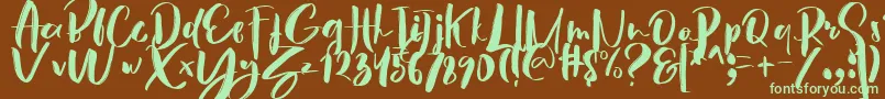 Hey Sunset Brush Font-fontti – vihreät fontit ruskealla taustalla