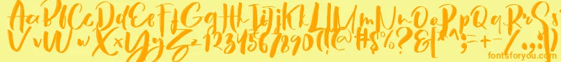 Czcionka Hey Sunset Brush Font – pomarańczowe czcionki na żółtym tle