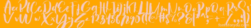 フォントHey Sunset Brush Font – オレンジの背景にピンクのフォント